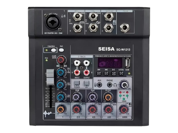 &uu MIXER MEZCLADORA DE AUDIO 5 CANALES SQ-W1213